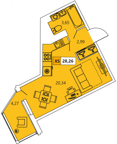 Студия 28.26 м²