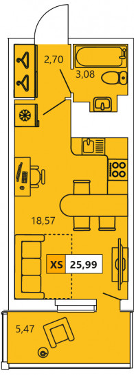 Студия 25.99 м²